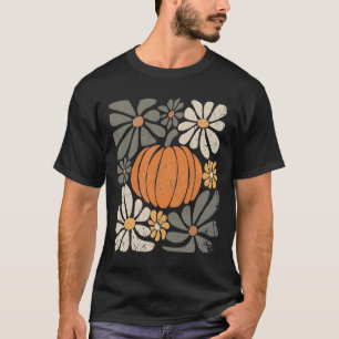Retro Pumpkin Boho Flowers Fall Autumn Thanksgivin T-Shirt