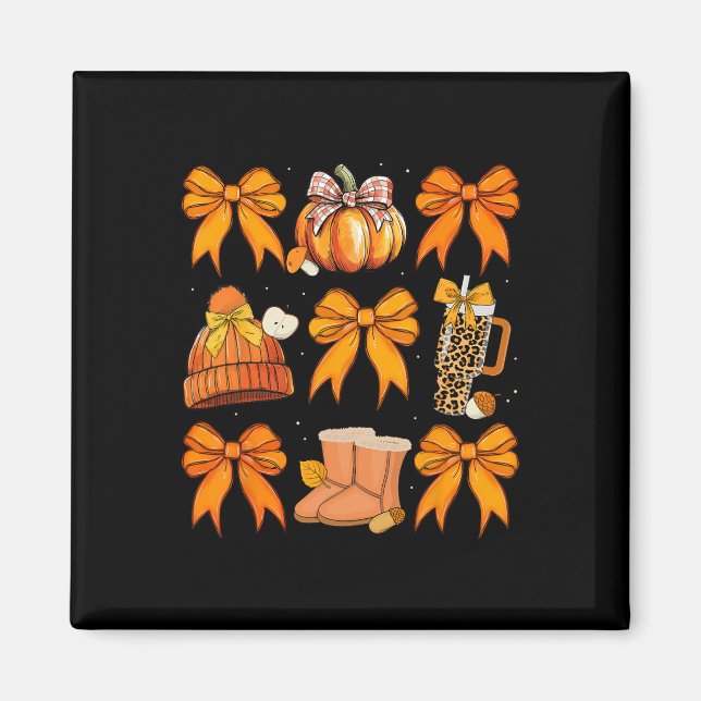 Retro Pumpkin Coquette Bow Fall Autumn Halloween G Magnet (Front)
