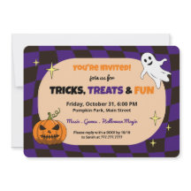 Retro Pumpkin Halloween Kids Party Invitation