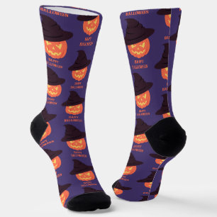 Retro Pumpkin “Happy Halloween” Socks – Vintage 