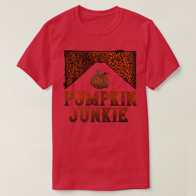 Retro Pumpkin Junkie Hello Fall Vibes Leopard Prin T-Shirt (Design Front)