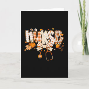 Retro Pumpkin Nurse Life Stethoscope Fall Autumn F Card