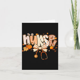 Retro Pumpkin Nurse Life Stethoscope Fall Autumn F Card