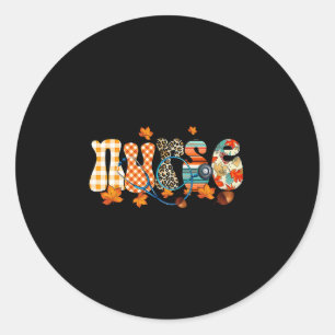 Retro Pumpkin Nurse Life Stethoscope Fall Autumn F Classic Round Sticker
