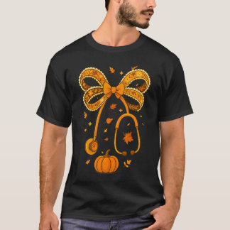 Retro Pumpkin Nurse Life Stethoscope Fall Autumn F T-Shirt