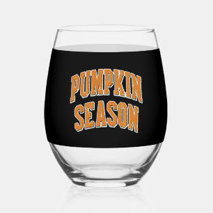 Retro Pumpkin Season Cute Fall Gift Halloween Stemless Wine Glass