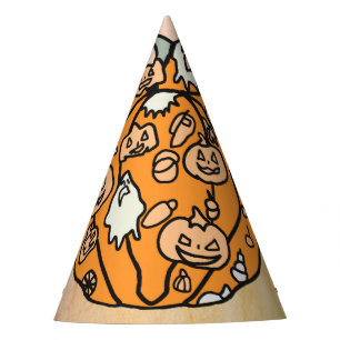 Retro Pumpkin Spooks and Halloween Treats Party Hat