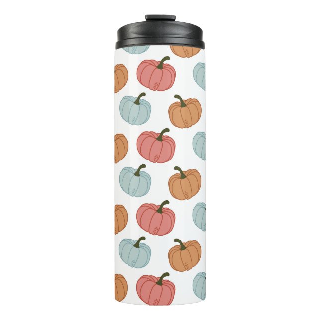 Retro Pumpkin Thanksgiving Seamless Pattern Thermal Tumbler (Front)