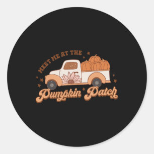 Retro Pumpkin Truck Meet Me At Pumpkin Patch Fall  Classic Round Sticker
