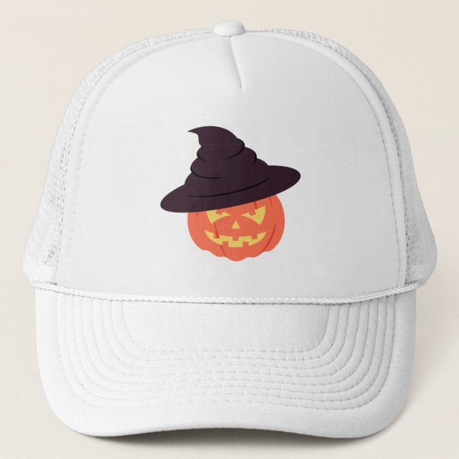 Retro Pumpkin Trucker Hat – Orange Hallowen (Front)