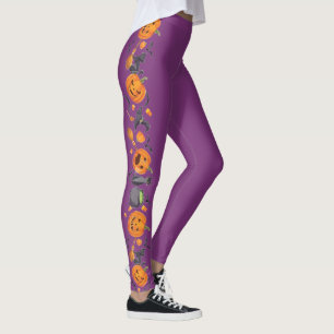 Retro pumpkins Girlie Minimal Halloween Pattern Leggings