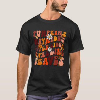 Retro Pumpkins Hayrides Apple Cider Falling Leaves T-Shirt
