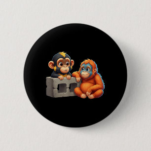 Retro Punch Baby Monkey Martial Arts Meme Graphic 6 Cm Round Badge