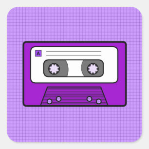 Retro Purple 80"s Mixtape Square Sticker