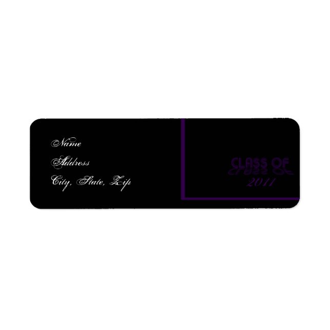 Retro Purple and Black Graduation Return Address (Front)