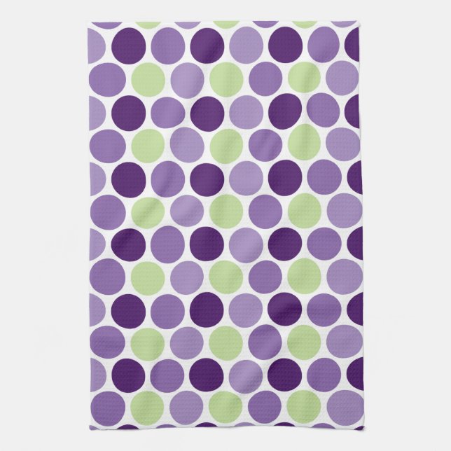 Retro Purple and Green Circles Kitchen Towels (Vertical)