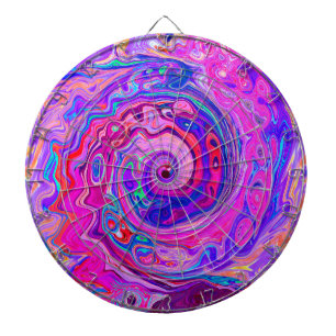 Retro Purple and Orange Abstract Groovy Swirl Dartboard