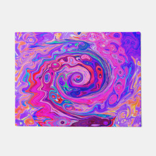 Retro Purple and Orange Abstract Groovy Swirl Doormat