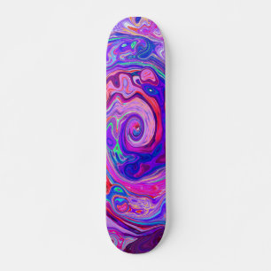 Retro Purple and Orange Abstract Groovy Swirl Skateboard