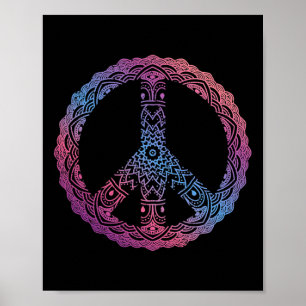 Retro Purple Boho Yoga Ornate Mandala Peace Sign H