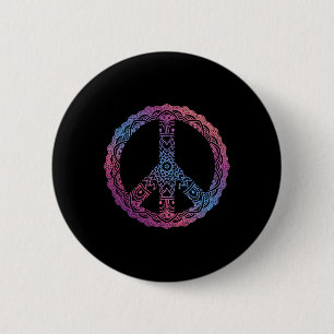 Retro Purple Boho Yoga Ornate Mandala Peace Sign H 6 Cm Round Badge