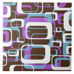 Retro Purple Brown 60s Pattern Tile