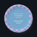 Retro Purple Chequerboard Custom Couples Shower Paper Plate<br><div class="desc">Retro Periwinkle Chequerboard Cute Custom Couples Bridal Shower Paper Plates</div>