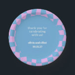 Retro Purple Chequerboard Custom Couples Shower Paper Plate<br><div class="desc">Retro Periwinkle Chequerboard Cute Custom Couples Bridal Shower Paper Plates</div>