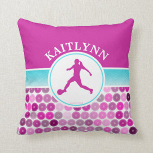Retro Purple Circles Girls Soccer by Golly Girls Cushion