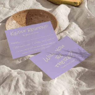 Retro Purple Colourful Pastel Whimsical Wedding RSVP Card