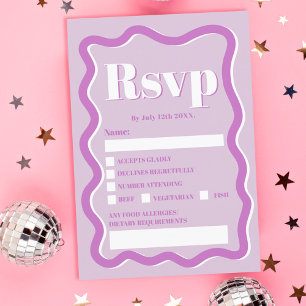 Retro purple curve squiggle wavy rsvp invitation