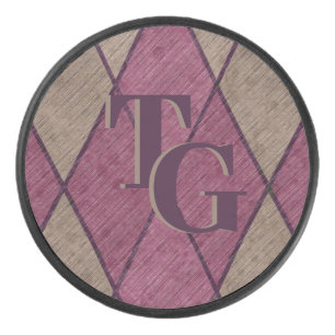 Retro Purple Diamond Argyle Monogram Hockey Puck
