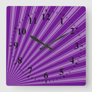Retro Purple Funky Sun Rays Background Square Wall Clock