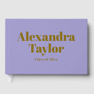 Retro Purple Gold Cute Aesthetic Custom Graduation Guest Book