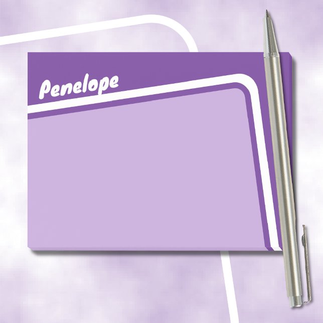 Retro Purple Lavender Angled Arch Personalised Post-it Notes (Depiction of Post-it Notes)