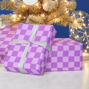 Retro Purple Lavender Tartan Plaid Christmas Wrapping Paper