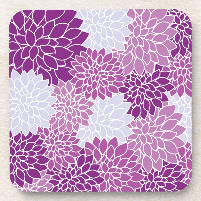 Retro Purple Lilac Dahlia Coaster (Front)