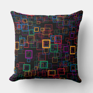 Retro Purple Mint Yellow Squares Pattern Cushion