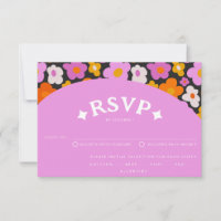 Retro Purple Orange Floral 70's Groovy Wedding