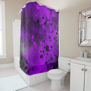 Retro Purple Paint Splatter Shower Curtain