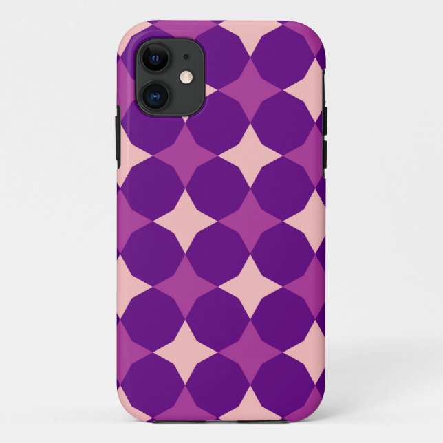 Retro Purple, Pink Circles Abstract Case-Mate iPhone Case (Back)