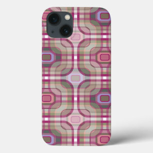 Retro Purple Plaid Groovy Check Pattern Phone Case