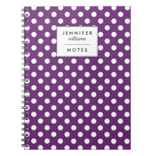 Retro Purple Polka Dots Pattern Spiral Notebook
