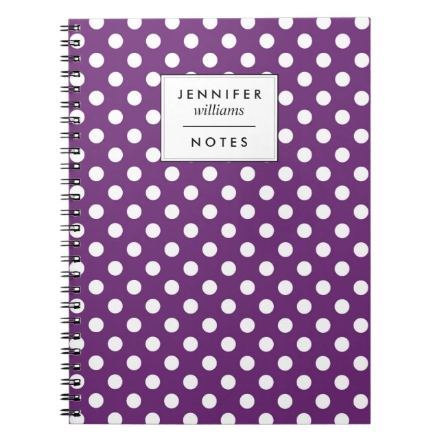 Retro Purple Polka Dots Pattern Spiral Notebook (Front)
