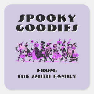 Retro Purple＆Purple Spooky Goodies Halloween Square Sticker