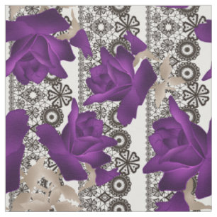 Retro, purple roses fabric