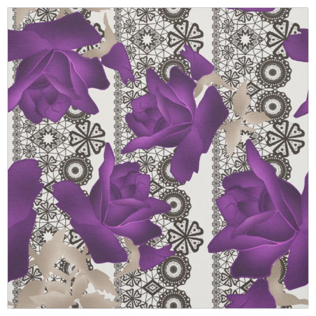 Retro, purple roses fabric (Swatch)