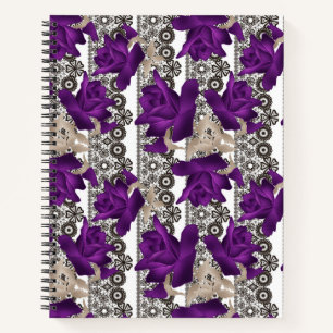 Retro, purple roses notebook