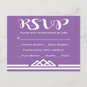 Retro Purple RSVP Geometric Triangle Tribal Invitation Postcard