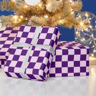 Retro Purple Tartan Plaid Christmas Wrapping Paper